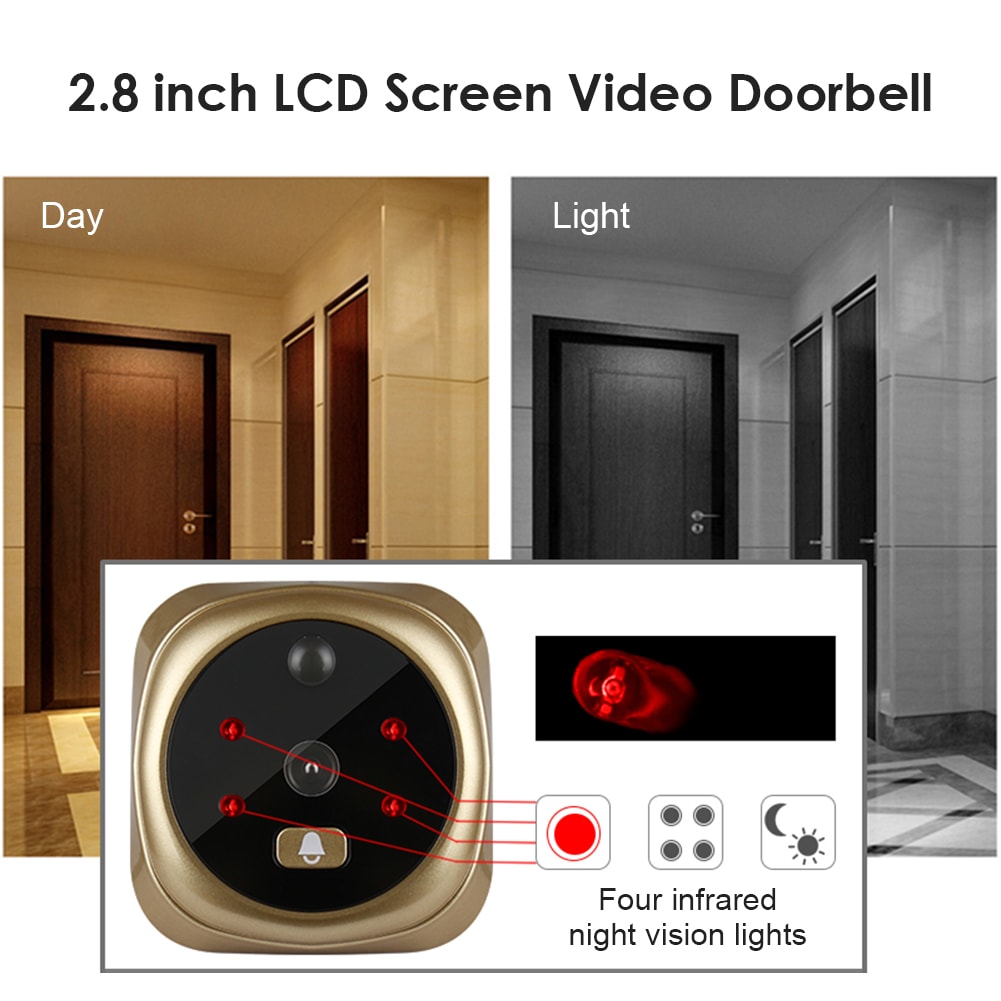 2.8 Inch Infrared Night Vision Camera Video Intelligent Electronic Peephole Visual Peephole Doorbell view 2
