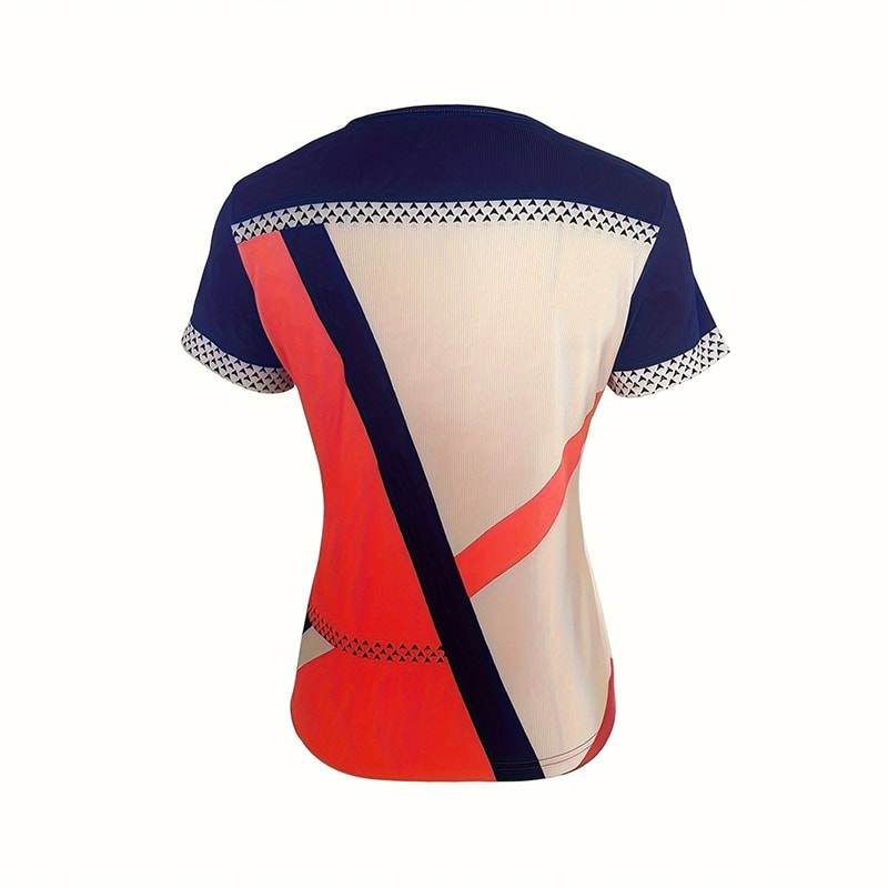 Women's Color Block Zipper T-Shirt, Casual Short Sleeve Summer Top view 14