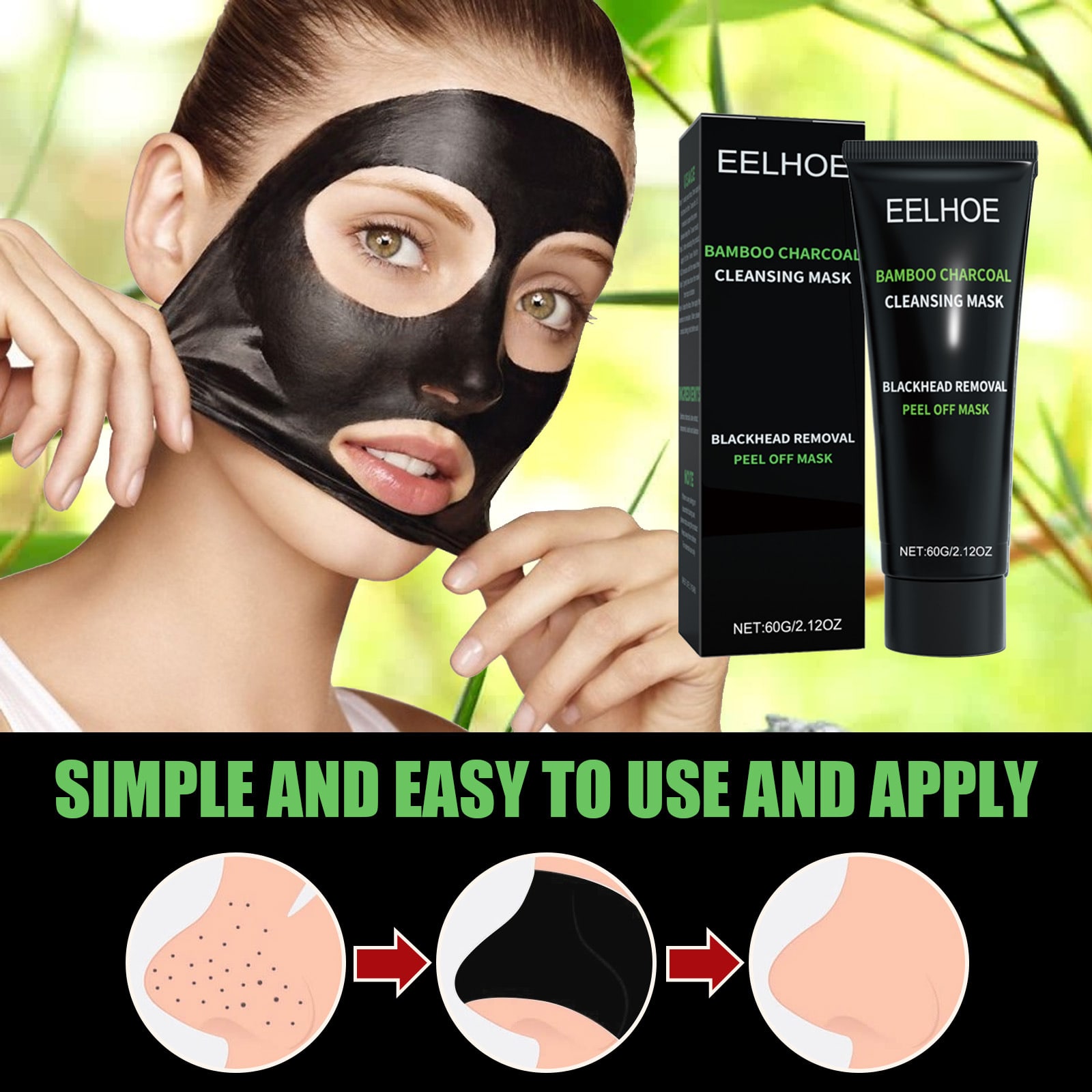 EELHOE Bamboo Charcoal Blackhead Removal Peel-Off Mask For Deep Pore Cleansing And T-Zone Oil Control view 6