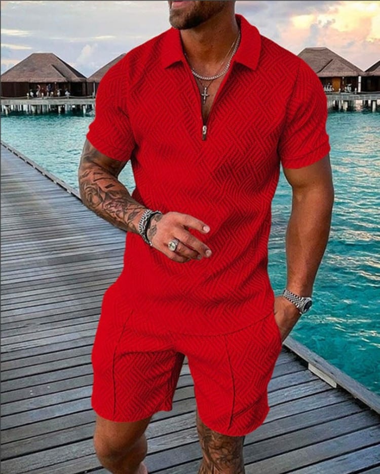 New Men's Summer Short Sleeve Shorts Casual Suit view 14