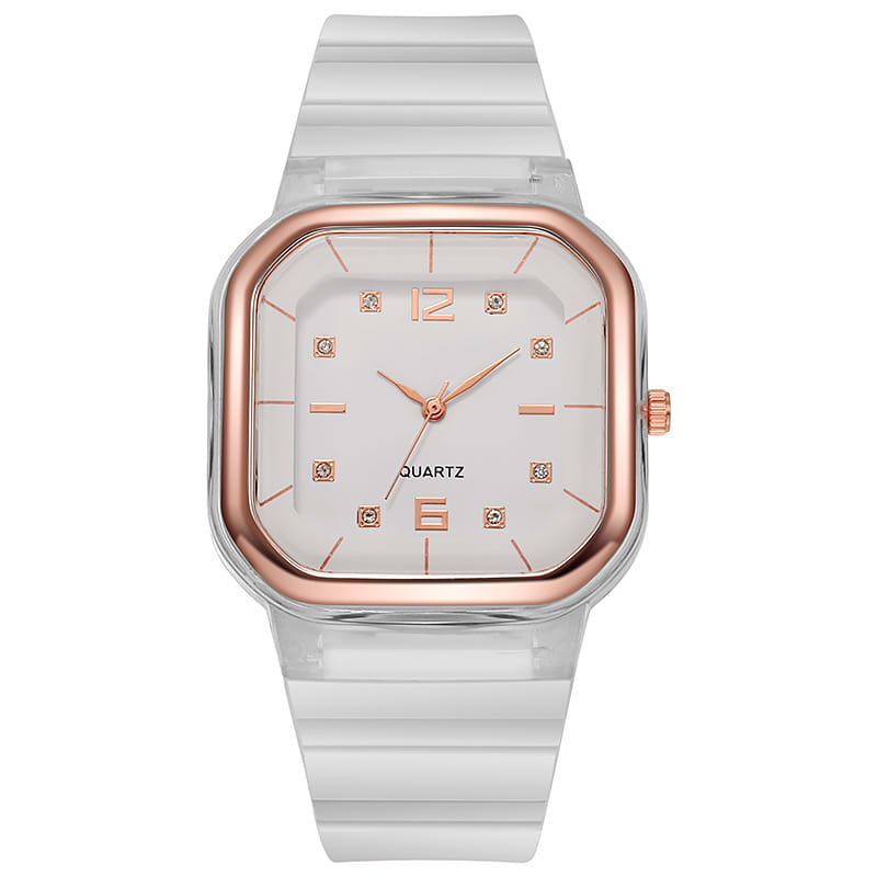 Student Style Children's Silicone Diamond Trend Fashion Square Women's Watch view 4
