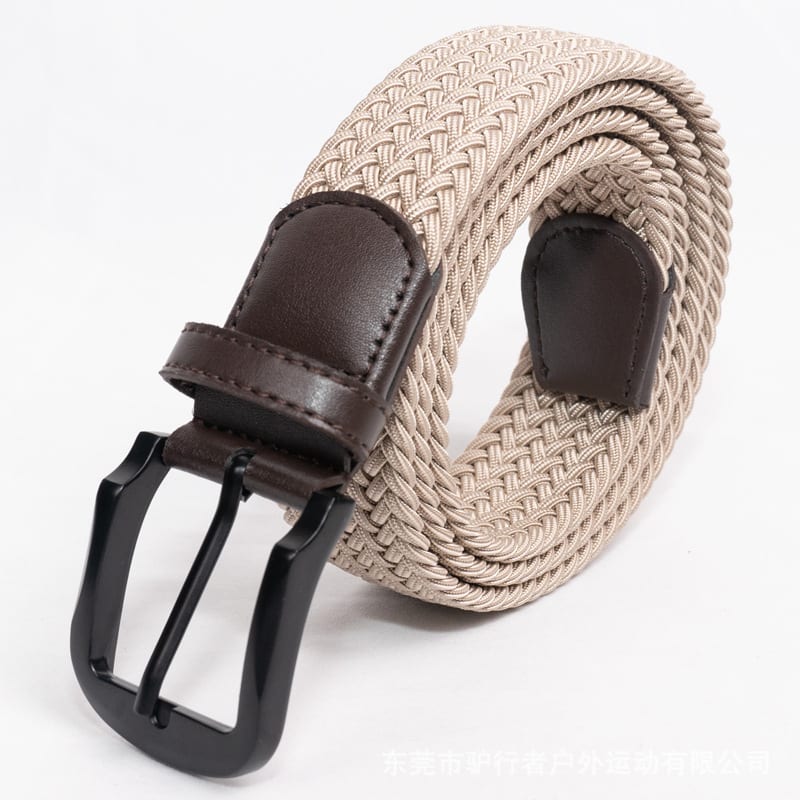 Men's Braided Pure Black Elastic Belt Without Holes view 5
