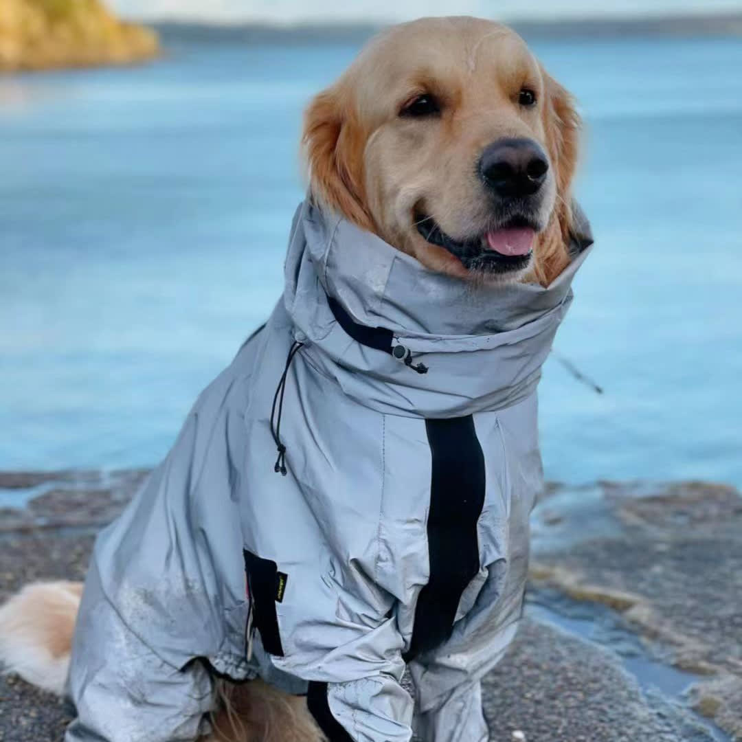 Dog Raincoat Tactical Reflective Shell Jacket Waterproof Poncho Clothing view 3