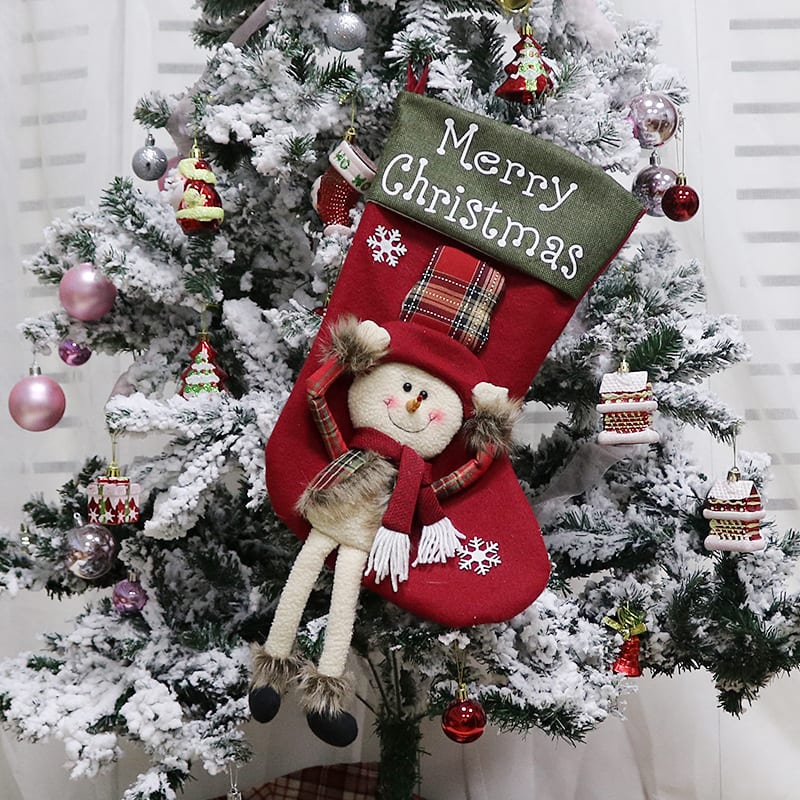 New Year Xmas Big Stockings Set Decorations Christmas 3D Plush Big Sock Christmas Tree Pendant Decorating Supplies view 10