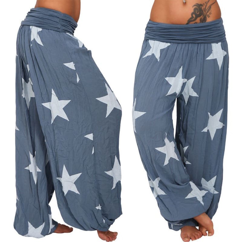 Women's Star Print Solid Color Harem Pants view 4