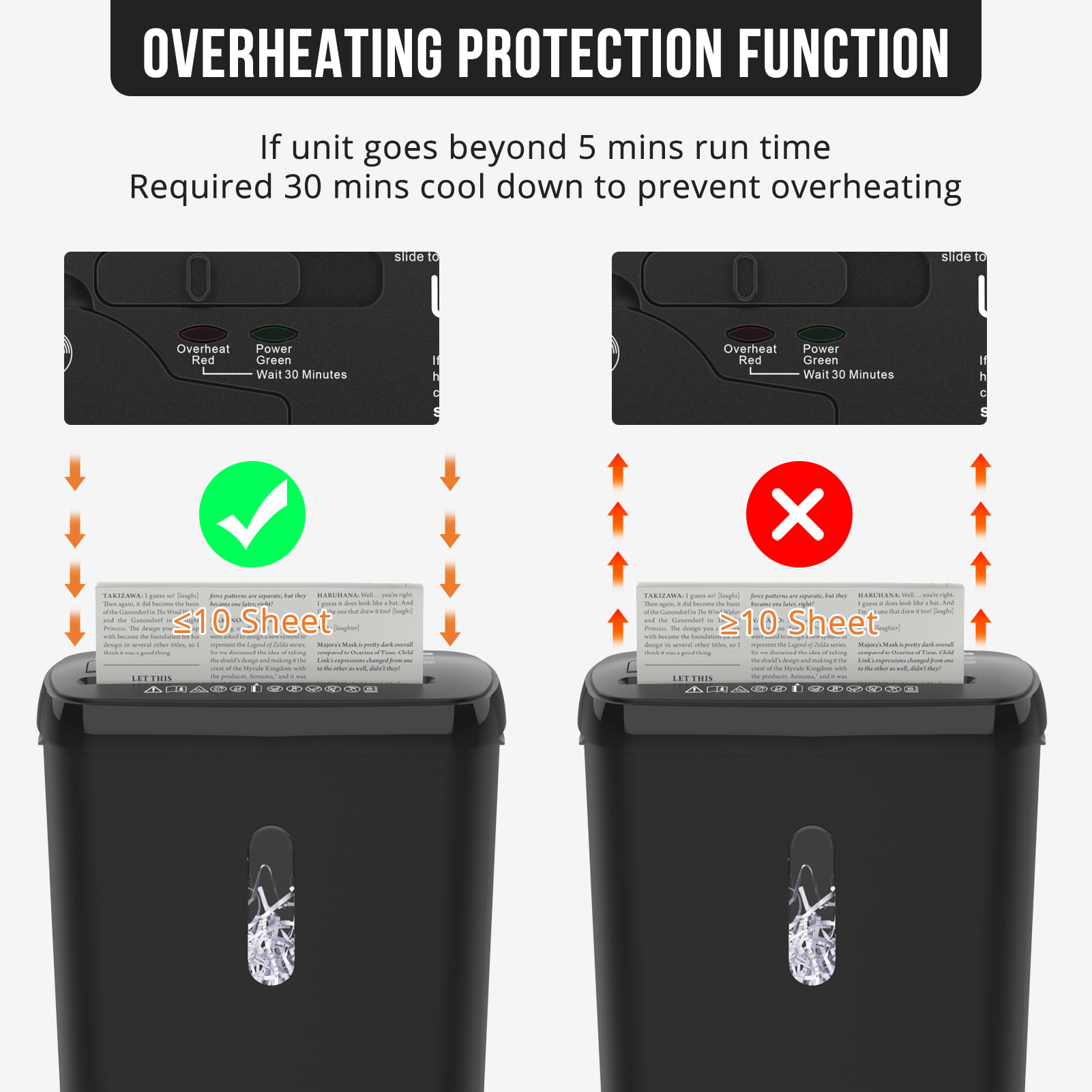 10 Strip Paper Shredder, P-2 Security Level, Equipped With A 3.17-gallon Paper Basket, CD And Credit Card Shredder, Durable And Fast Anti Paper Jam System, ETL Certified Home Office Shredder, FBA Ship view 3