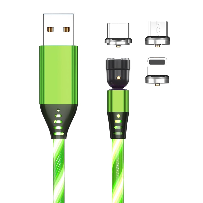 540 Rotate Luminous Magnetic Cable 3A Fast Charging Mobile Phone Charge Cable For LED Micro USB Type C For I Phone Cable view 25