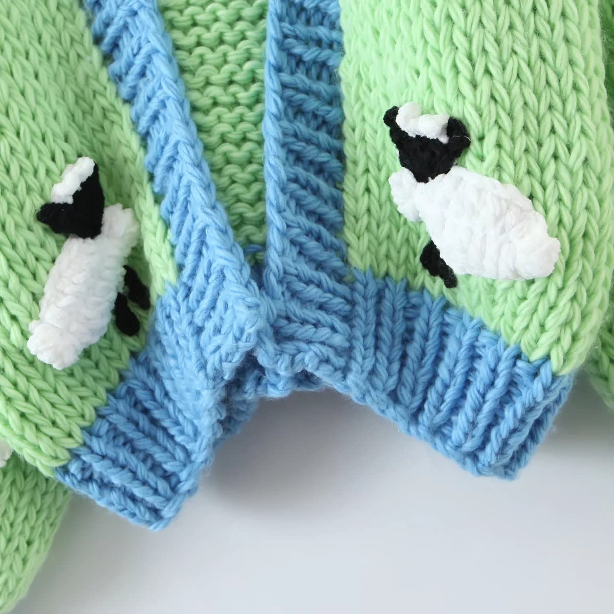 Women's French Green Small Sheep Sweater Coat view 5