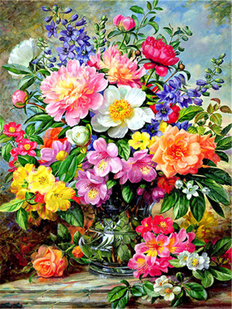 Flower Combination 5d Diamond Painting Diy Full Diamond Cross view 7