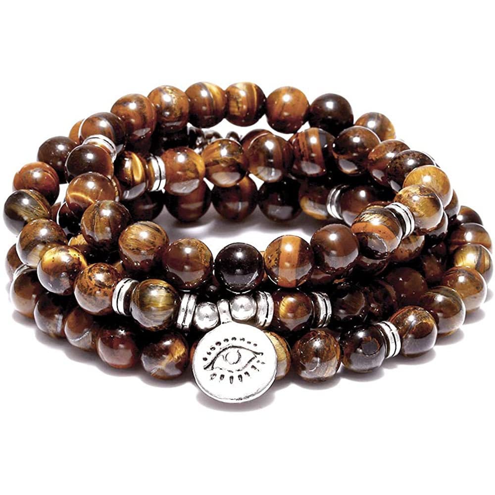 Amazon Stone Tiger Eye Stone Bracelet Necklace 108 Buddha Beads Lotus Bracelet view 14