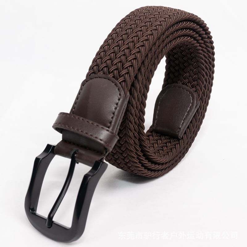 Men's Braided Pure Black Elastic Belt Without Holes view 4