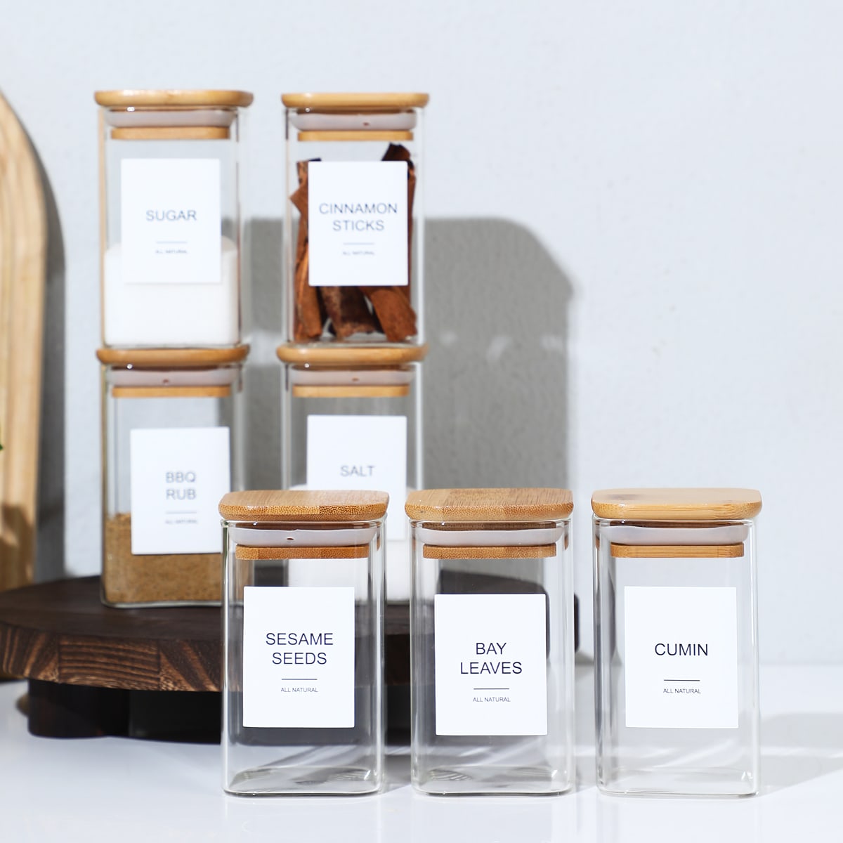 24 PCS Square Seasoning Jars Pepper Bottle Pepper Powder Bottle 240ml Glass Seasoning Jars Salt Jars view 9