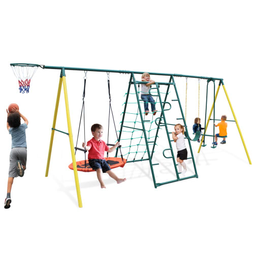 Indoor Outdoor Metal Swing Set With Safety Belt view 4