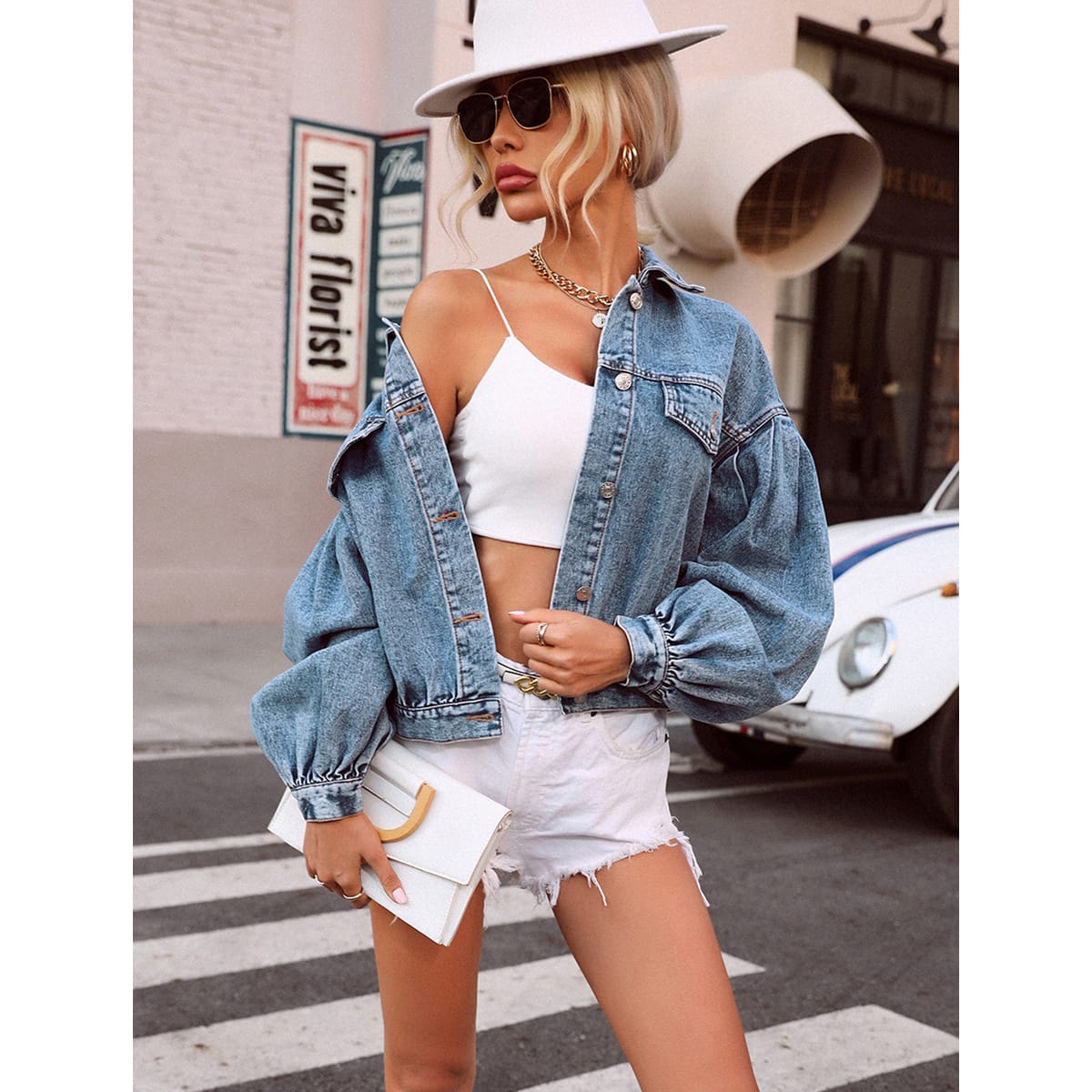 Casual Street Hipster Loose All Match Short Denim Jacket view 5