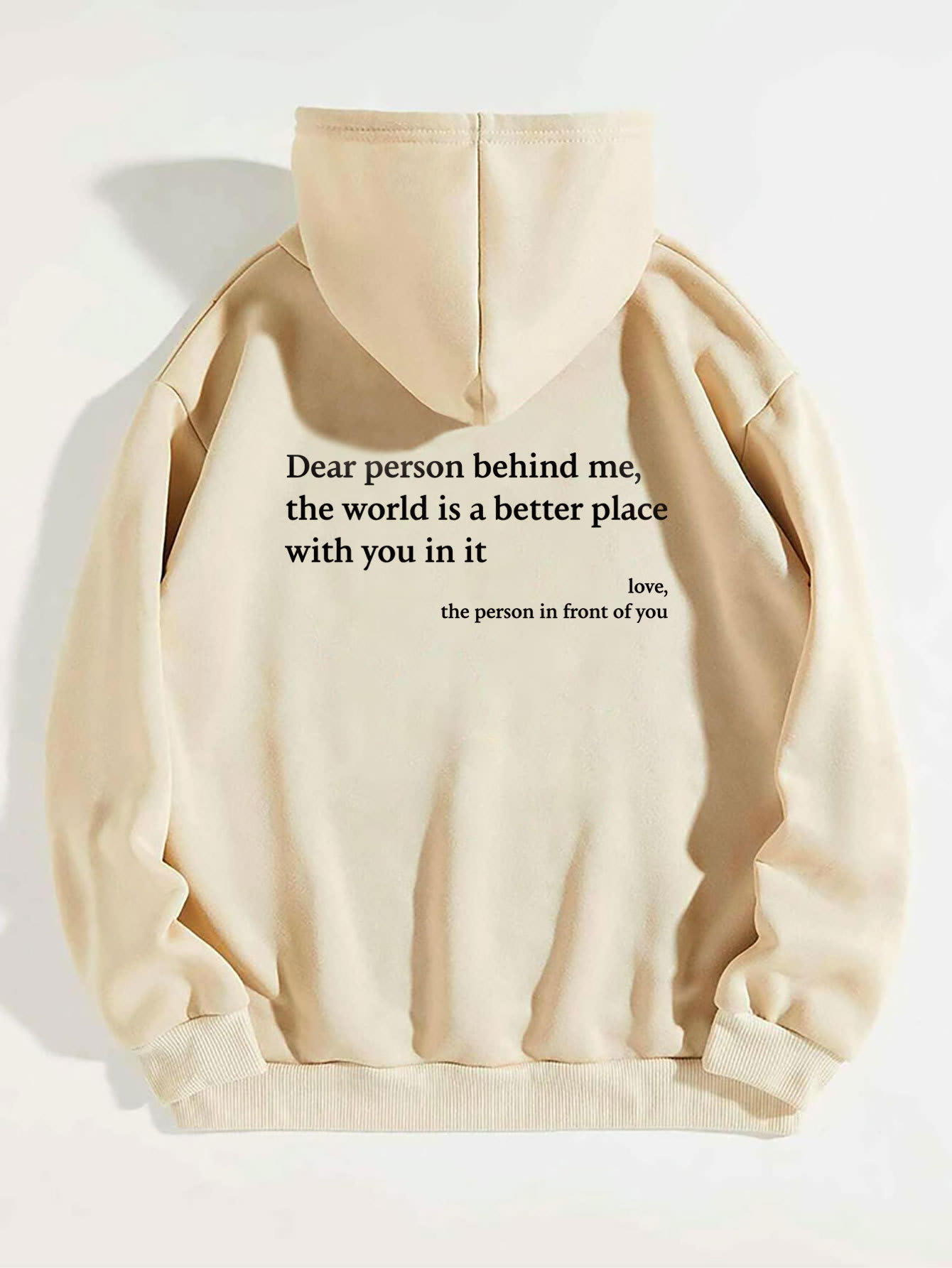 Dear Person Behind Me,the World Is A Better Place,with You In It,love,the Person In Front Of You,Women's Plush Letter Printed Kangaroo Pocket Drawstring Printed Hoodie Unisex Trendy Hoodies view 8