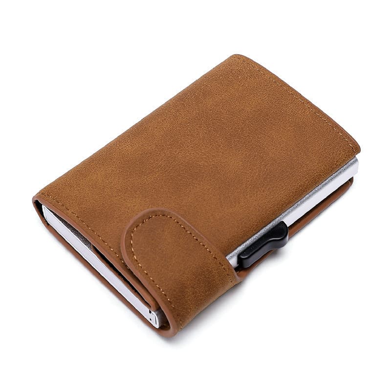 Crazy Horse Leather Aluminum Card Case Wallet view 6