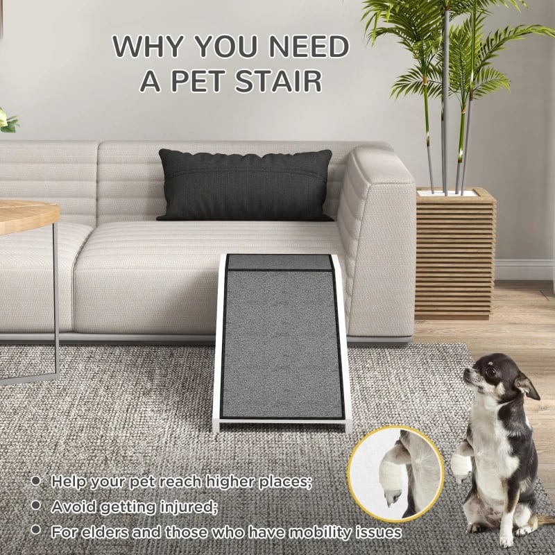 PawHut  Pet Ramp For Dogs & Cats With Non-Slip Carpet, White view 9