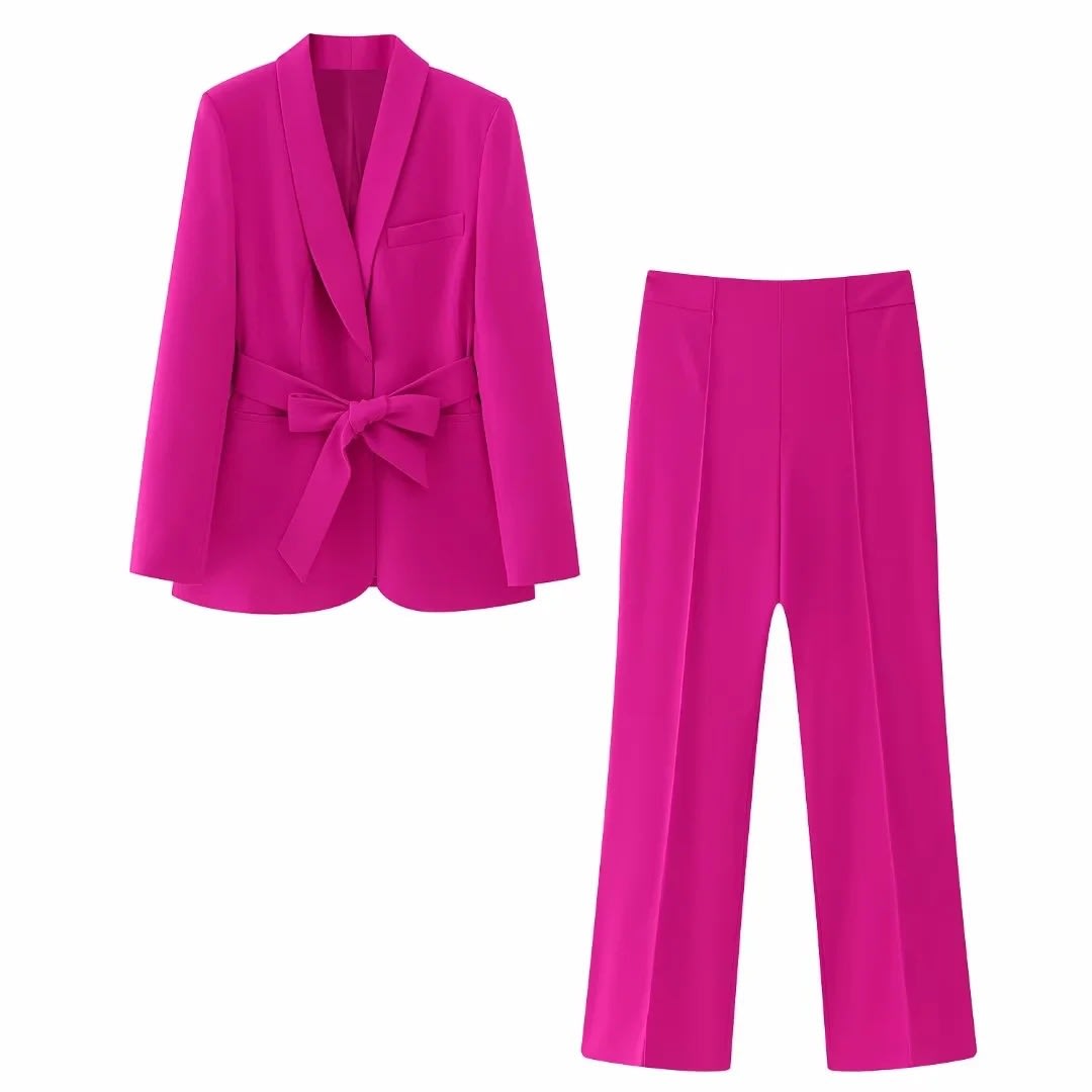 Women's French Style With Belt Dress Small Suit Jacket Casual Trousers view 6