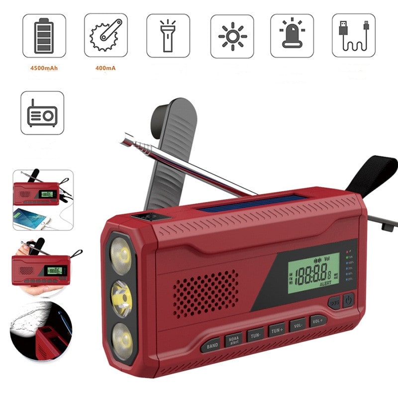 Outdoor Emergency Radio Solar Hand-generated High Brightness Lighting view 3