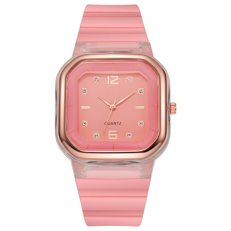 Student Style Children's Silicone Diamond Trend Fashion Square Women's Watch view 5