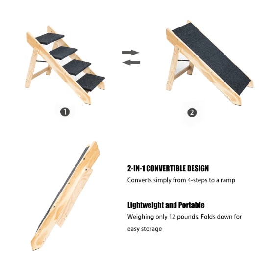 Wooden Foldable 4-storey Pet Stairs And Ramps view 5