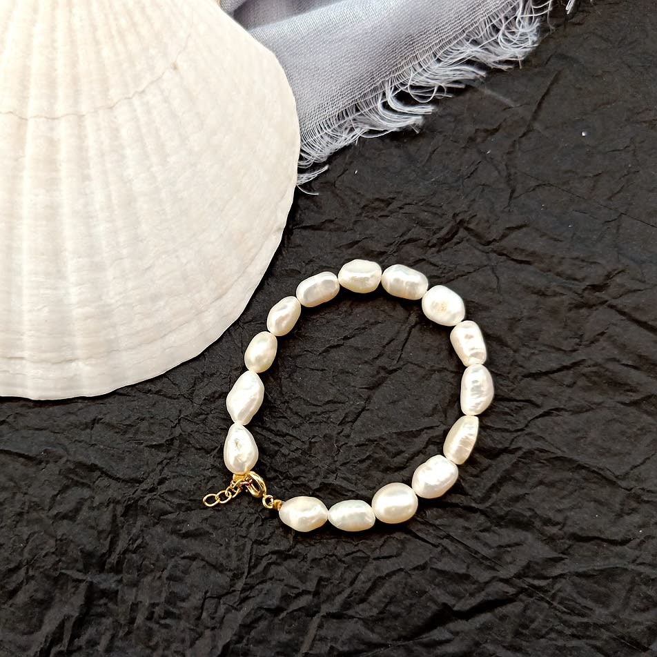 Natural Freshwater Baroque Shaped Pearl Bracelet view 5