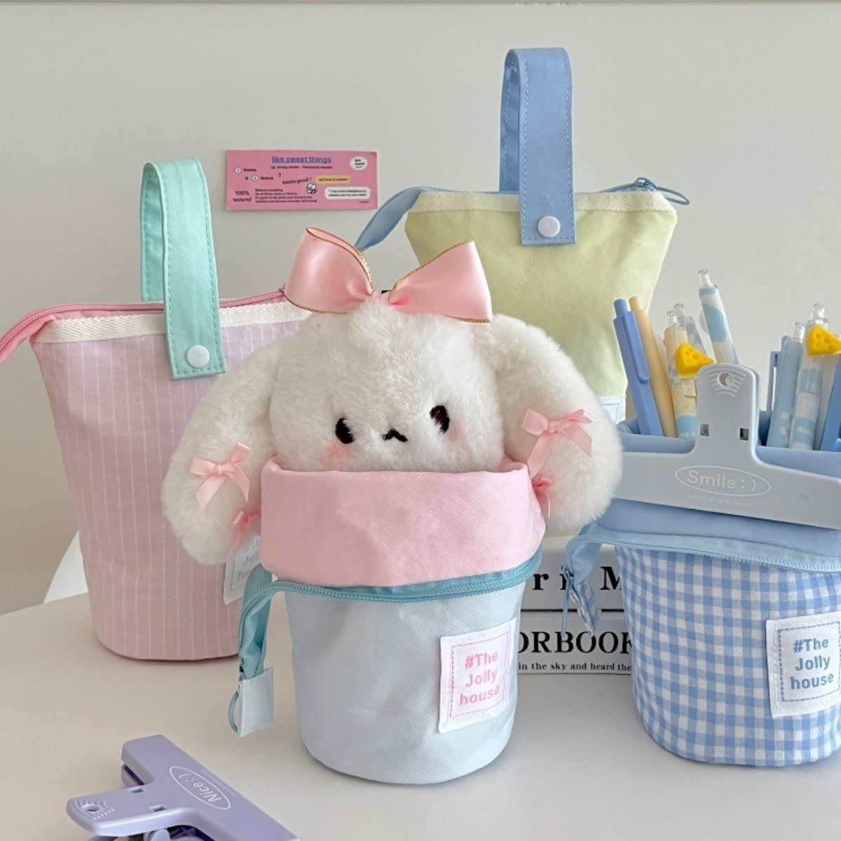 Foldable Standing Pencil Pen Case With Compartments Large Capacity Pencil Pouch Bag School Aesthetic Supplies For Girls Boys Adults view 2