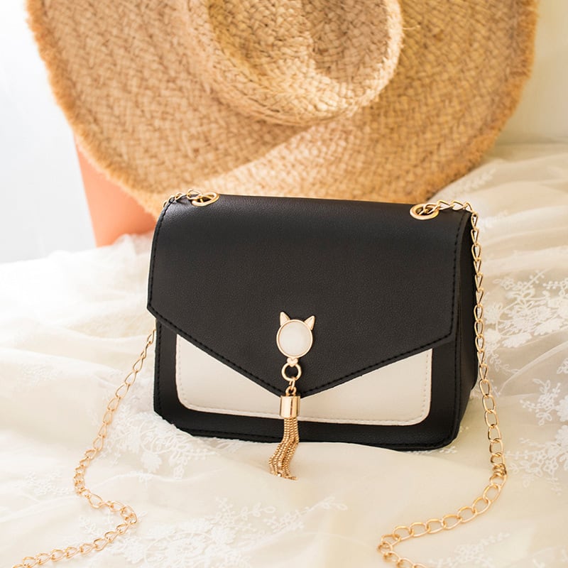 Small Messenger Bag New Sweet And Cute Cat Tassel Decoration Chain One Shoulder Small Square Bag Casual Messenger Bag view 14