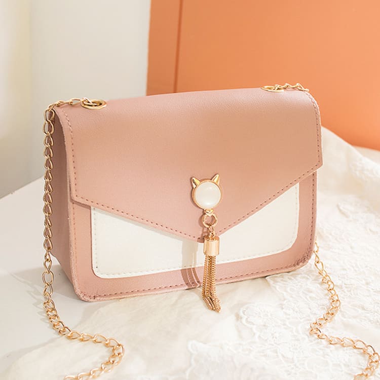 Small Messenger Bag New Sweet And Cute Cat Tassel Decoration Chain One Shoulder Small Square Bag Casual Messenger Bag view 12