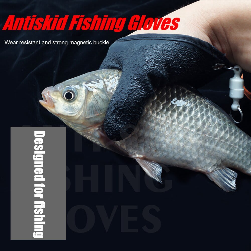 Fishing Gloves Anti-Slip Protect Hand From Puncture Scrapes Fisherman Professional Catch Fish Latex Hunting Gloves Left Right view 17