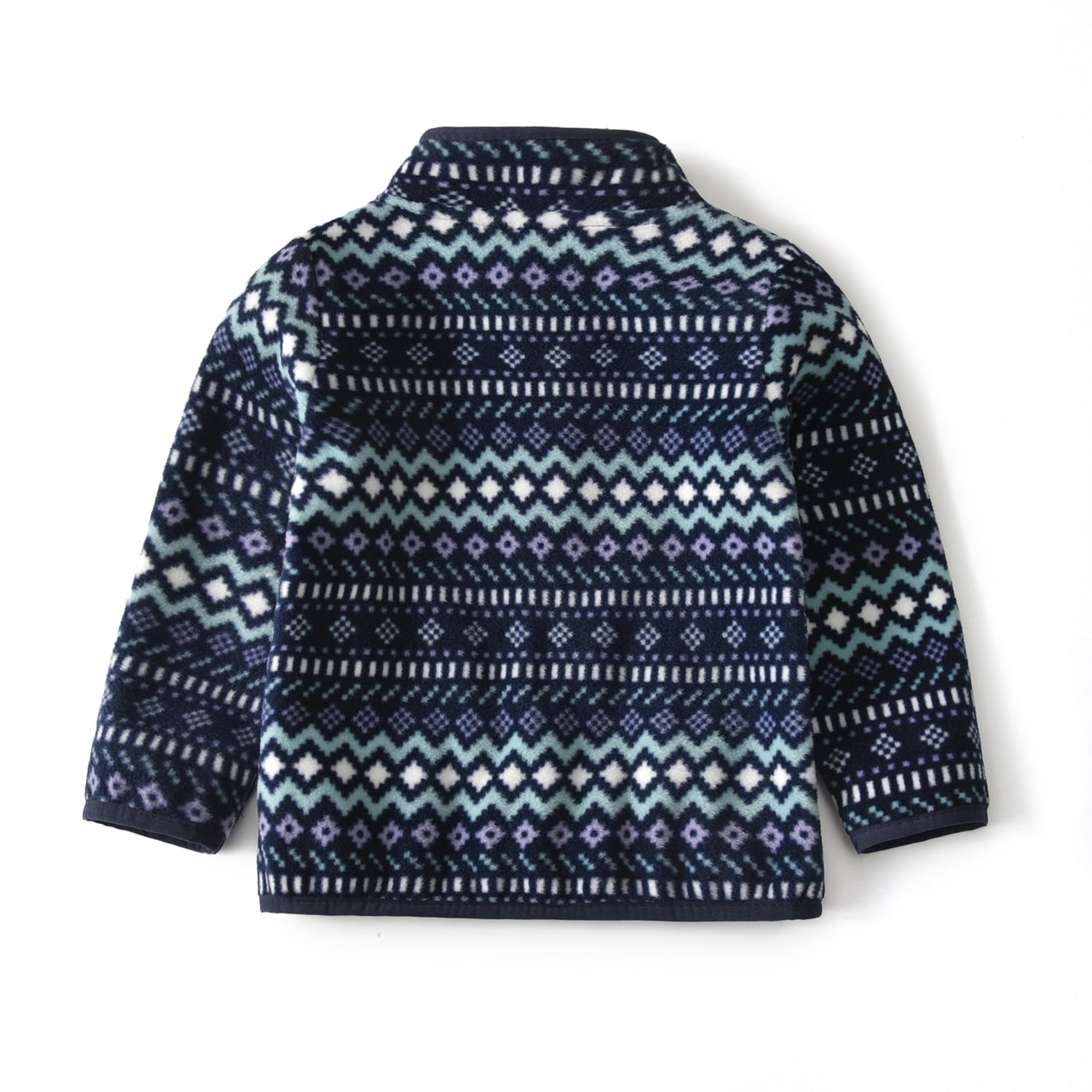 Baby Polar Fleece Jacket Navy Blue Striped Thin Long Sleeve Stand Collar Top view 5