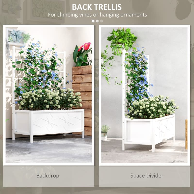Outdoor Planter Box Galvanized Raised Garden Bed With Trellis For Climbing Vines view 7