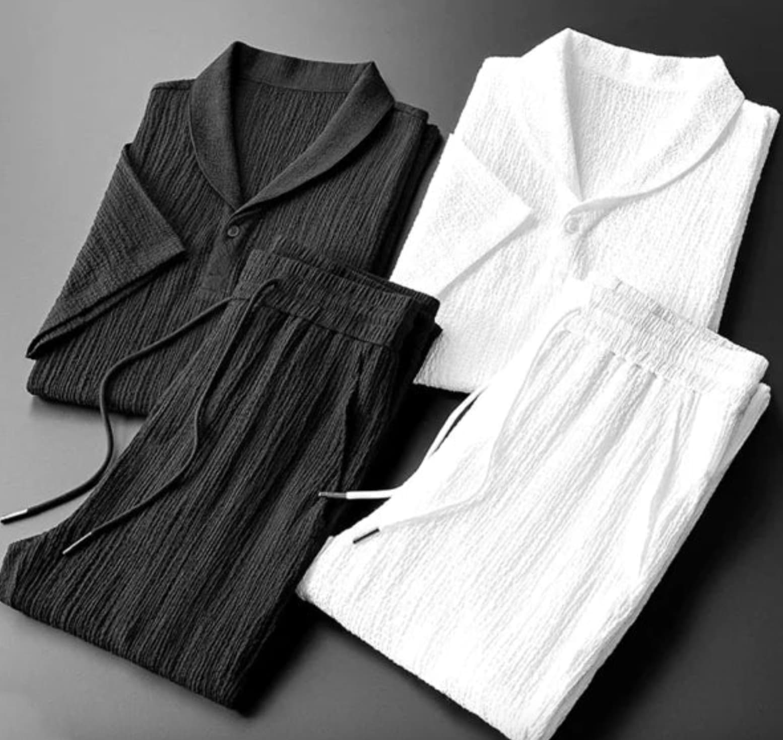 Leisure Suit Summer Loose Short Sleeve Top And Drawstring Trousers Fashion Mens Clothing view 8