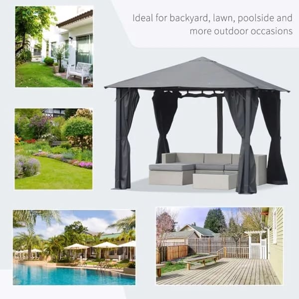 10ft X 10ft Patio Gazebo-Black-AS view 3