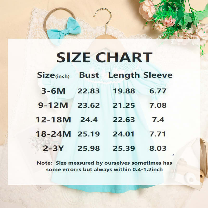 Toddler Girl's Bunny Dress Bow Headband Ruffle Sleeve Smocked Dress With Rabbit Embroidery For Summer view 7