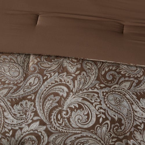 12 Piece Comforter Set With Cotton Bed Sheets Blue Brown Full view 13