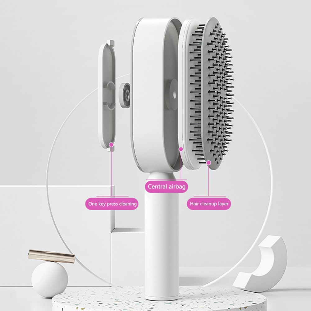 Self Cleaning Hair Brush For Women One-key Cleaning Hair Loss Airbag Massage Scalp Comb Anti-Static Hairbrush view 16