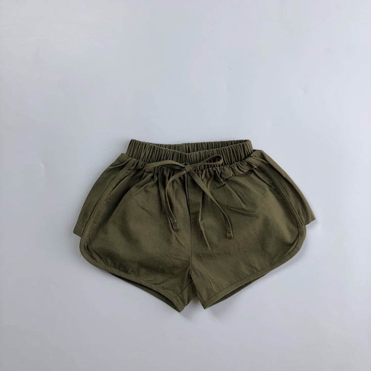 Children's Solid Color Waist Belt Casual Shorts view 6