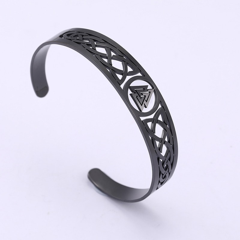 Asgard Crafted Handcrafted Stainless Steel Valknut Symbol And Celtic Design Bracelet view 4