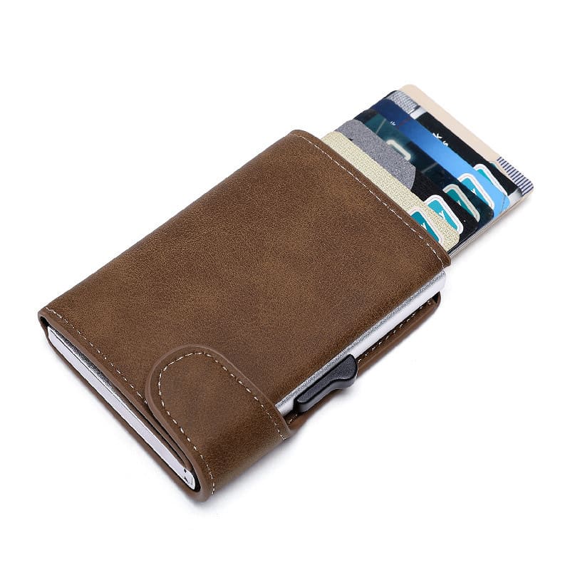 Crazy Horse Leather Aluminum Card Case Wallet view 8