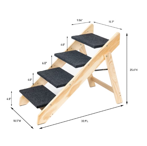 Wooden Foldable 4-storey Pet Stairs And Ramps view 6