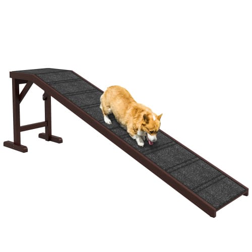 PawHut Dog Ramp For Bed, Pet Ramp For Dogs With Non-Slip Carpet And Top Platform, 74 X 16 X 25, Brown view 6