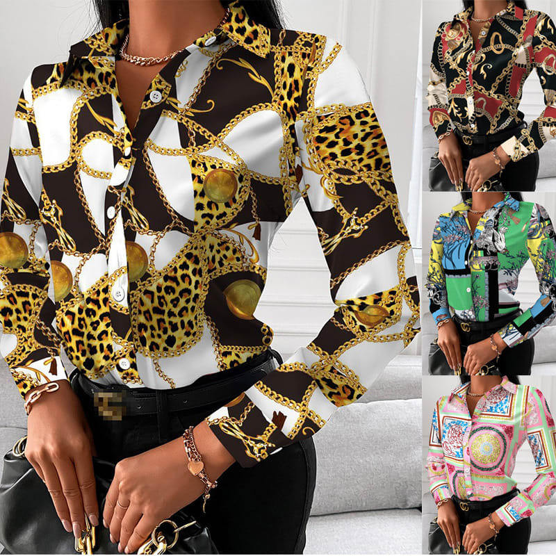 Autumn Shirt Long-sleeved Printed Lapel Shirt view 2