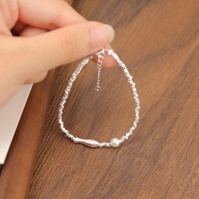 S925 Sterling Silver Little Fish & Broken Silver Pearl Bracelet For Women, New 2025 Design, Light Luxury Niche Exquisite Bracelet view 3