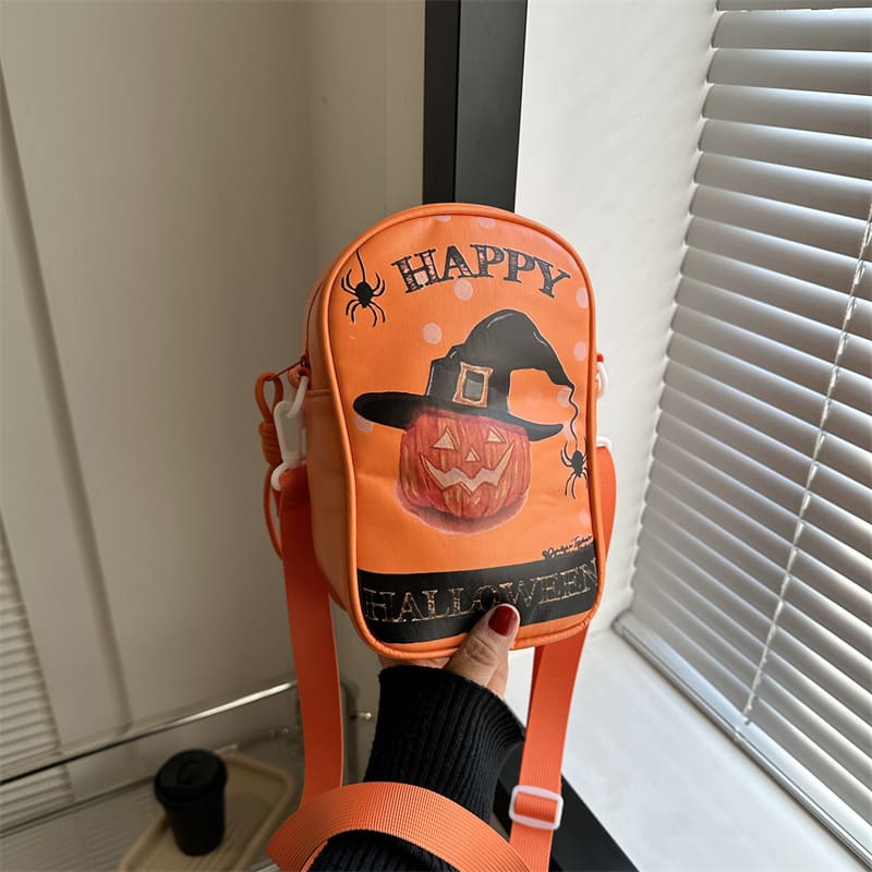 Halloween Graffiti Phone Bag Girls Funny Cartoon Pumpkin Ghost Bat Print Crossbody Bag For Women Mini Personality Creative Shoulder Bags view 4