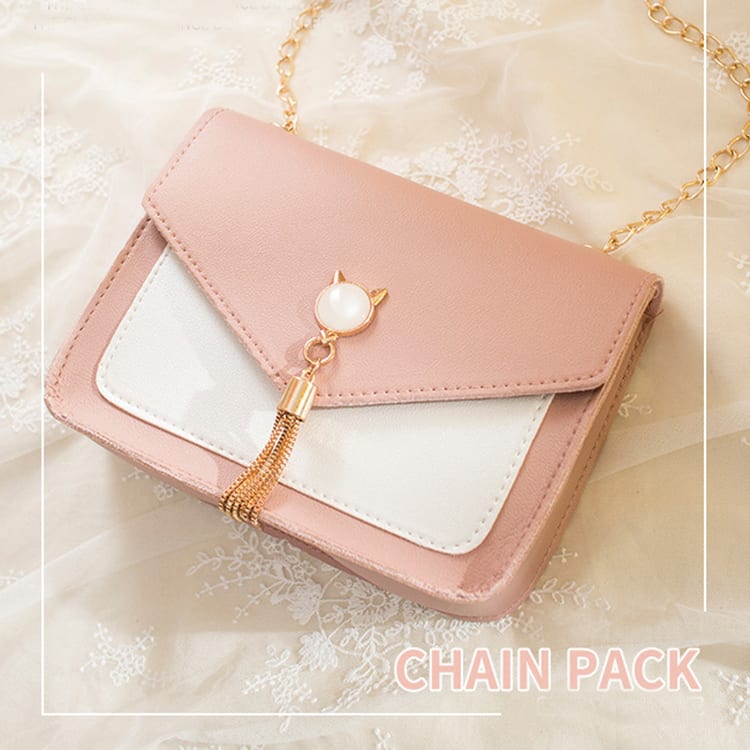 Small Messenger Bag New Sweet And Cute Cat Tassel Decoration Chain One Shoulder Small Square Bag Casual Messenger Bag view 11