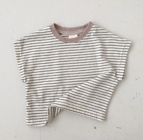 Korean Style Baby Casual Striped Short-sleeved T-shirt view 2
