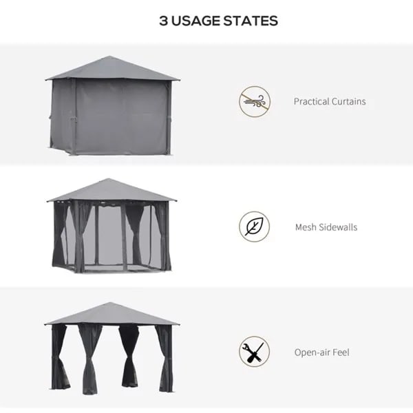 10ft X 10ft Patio Gazebo-Black-AS view 4