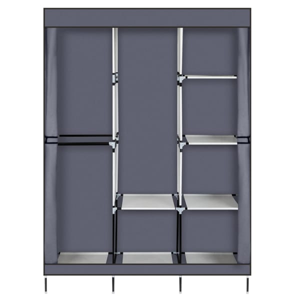 4 Layers, 8 Grids With Fabric Cover, 3 Hanging Clothes Poles, Non-woven Wardrobe view 14