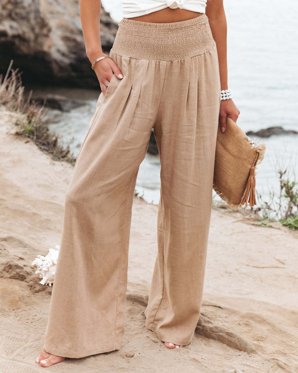 Women's Pants Casual Wide Leg Cotton Linen Loose Trousers view 15